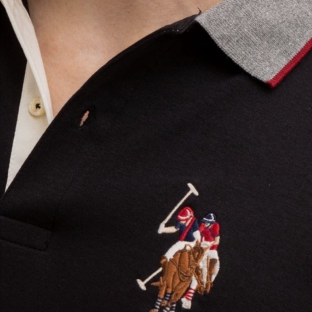 U.S. Polo Assn. Black Polo with Red Accents